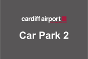 Logo for Cardiff Airport Parking Official Car Park 2 - the logo reads Cardiff Airport Maes Awyr Caerdydd Car Park 2